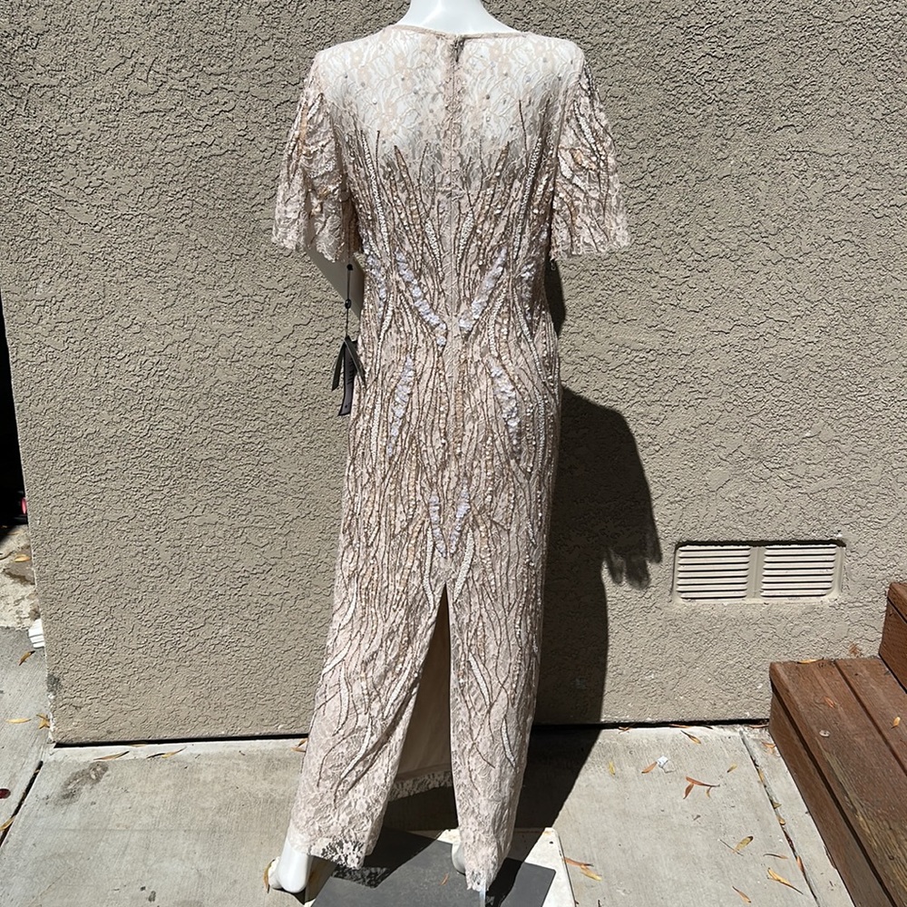 Adrianna Papell Beaded Flutter Sleeve Gown sz 12 P Wedding, Mother of the Bride - Picture 4 of 9